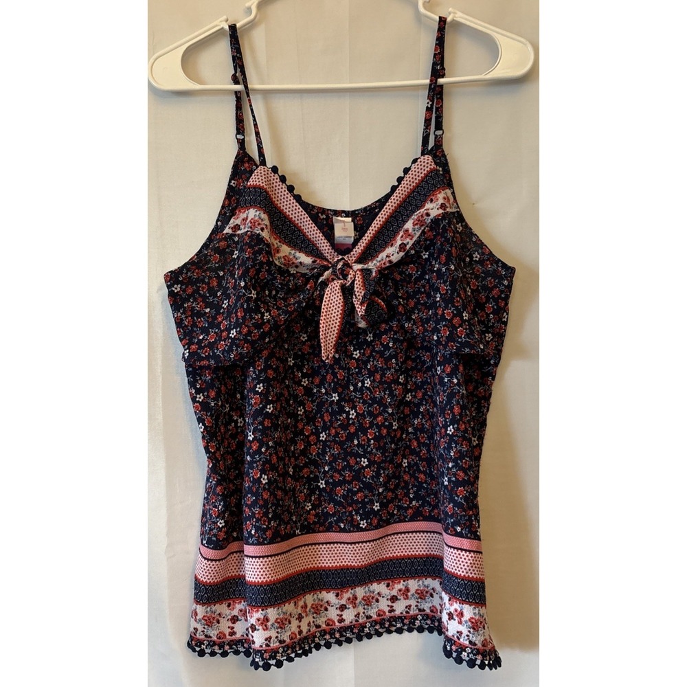 No Boundaries Women's Junior's‎ Floral Tank Top Americana July 4 Vibes L 11-13